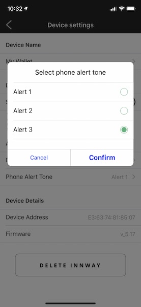 Innway app iOS phone alert tone